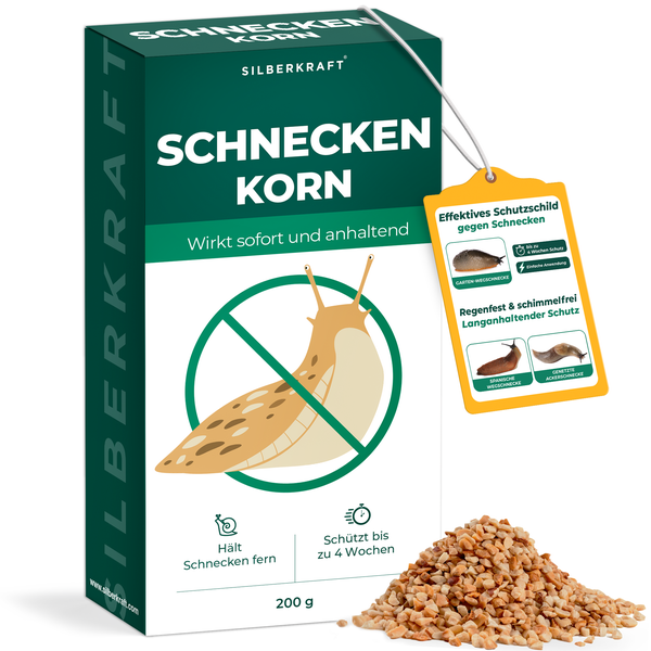 Silberkraft Schneckenkorn 200g – Regenfestes Schneckengranulat,Effektiver Schutz vor Nacktschnecken für Garten, Schnecken-frei für Gemüsebeet & Hochbeet