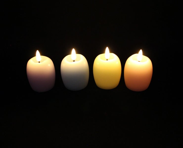 FRANK FLECHTWAREN | LED-Kerze Pastell-Ei, 4er Set, KUNSTSTOFF, WACHS, 6 x 6 x 9 cm