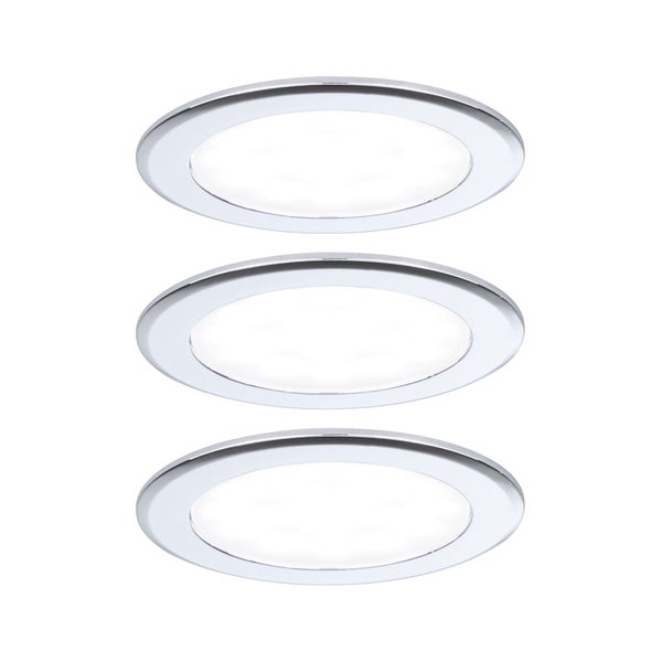 LED Möbeleinbauleuchten 3er-Set rund 65mm 3x2,5W 3x180lm 230/12V 4000K Chrom
