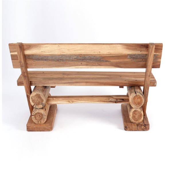 Sitzbank Anton 120cm, Teak Massivholz, mit Lehne naturfarben