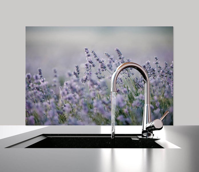 Küchen Spritzschutz | Küchenrückwand | Alu-DiBond | Fliesenschutz für den Herd und Spüle | Küche | Küchenfliesen | Fliesenspiegel | Rückwand, Größe: 60 x 40 x 0.3 cm Küchenrückwand und Spritzschutz Lavendel