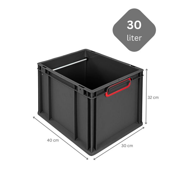 Kunststoffbox mit 30 Litern Fassungsvermögen und den Maßen 40 x 30 x 32 cm