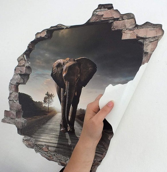 3D Wanddurchbruch selbstklebender Sticker Weihnachtsmann vor Mond WS16031_60x50 cm Weihnachten Deko für die Wand