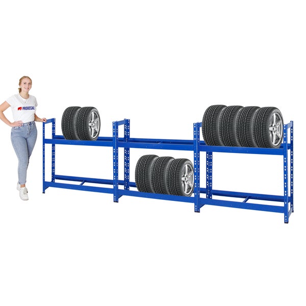 PROREGAL Mega Deal 3x Reifenregal Tiger HxBxT 100 x 110 x 35 cm Bis Zu 24 Reifen Blau