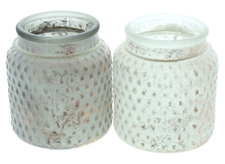 FRANK FLECHTWAREN | Windlicht Kupferblatt, 2er Set, GLAS, METALL, SISAL, Ø 10 x 11 cm