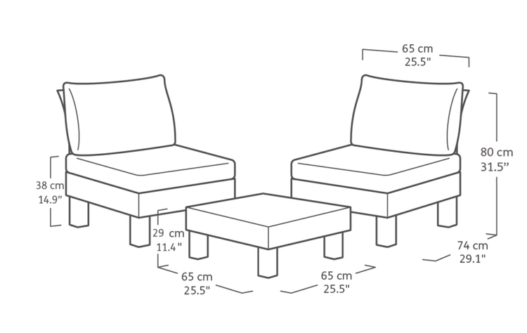Keter Elements Balkonset - 2 bis 3 Personen - Graphit