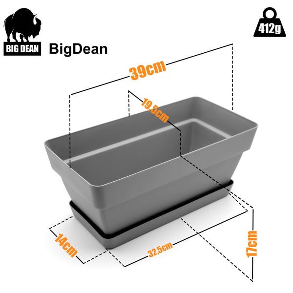 BigDean 3 Stück Blumenkasten 39 cm aus bruchfestem Kunststoff in Anthrazit – Balkon Pflanzkasten für innen & außen geeignet – Made in Europe