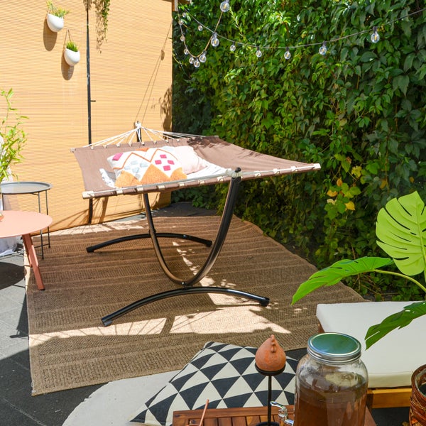 AMANKA Doppel Hängematte mit Gestell - 200x120 Garten Hängeliege - Outdoor Hängemattengestell Metall