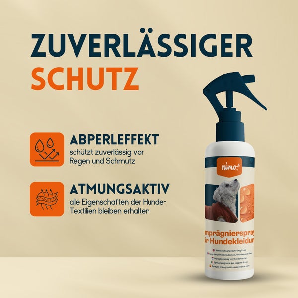 nimo® Imprägnierspray für Hundebekleidung • Versiegelung zum Schutz gegen Nässe und Schmutz