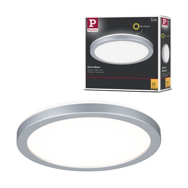 LED Panel Atria Shine Backlight rund 190mm 11,2W 850lm 3000K Chrom matt