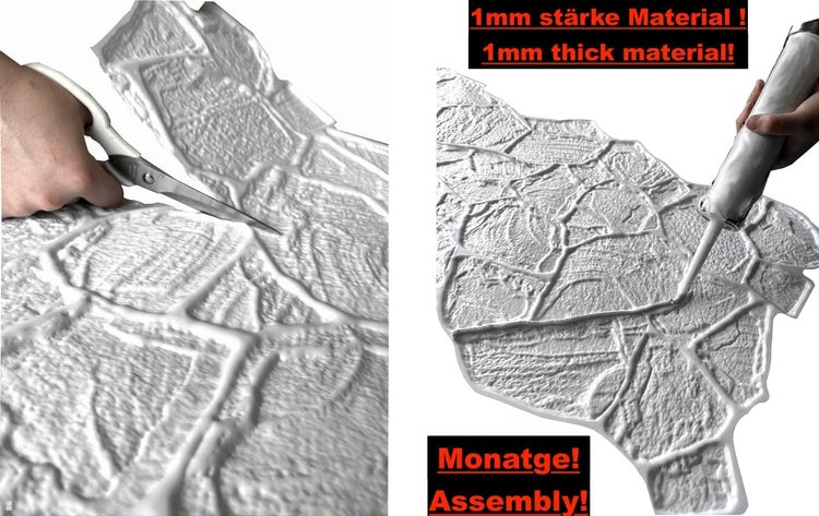 0,4m² 3D PVC Kunststoff Verkleidung Paneele Steinoptik Wandpaneele Wandverkleidung Decke Deckenpaneele Fliesen Imitat  (Grey Brick )