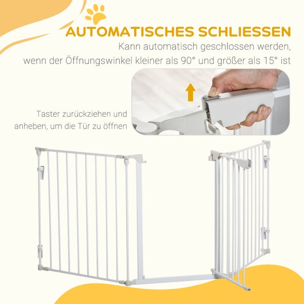 PawHut Absperrgitter, 180L x 3B x 74,5H cm, Metall Kunststoff, Weiß