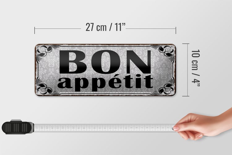 Blechschild Spruch 27x10cm Bon appetit Dekoration
