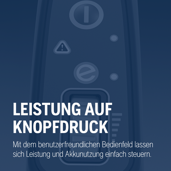 Bedienfeld zur Steuerung von Leistung und Akkunutzung
