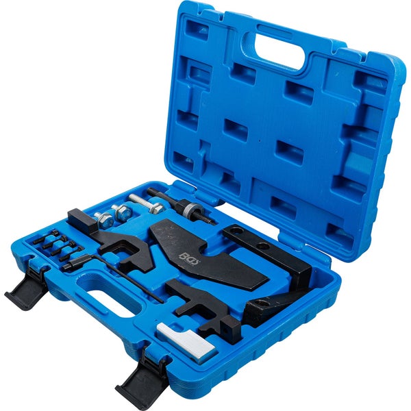 Motor-Einstellwerkzeugsatz in einem blauen Kunststoffkoffer