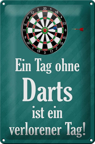 Blechschild Spruch 20x30cm Tag ohne Darts verlorener Tag