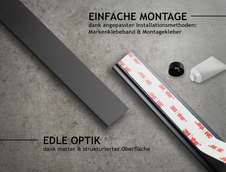 Designfabrik Hamburg Hakenleiste Küche selbstklebend Schwarz 40cm