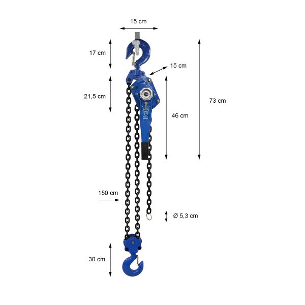 ECD Germany Kettenzug 6000 kg 6t 1.5m Hubhöhe - Flaschenzug Hebelzug Ratschenzug Kranzug Seilzug Kette Hebel