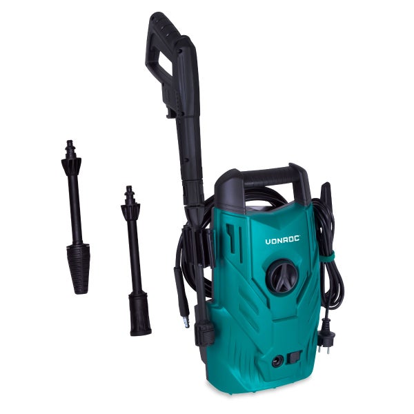 VONROC Hochdruckreiniger V14C-1-1400W - 110 bar - 390 l/h - Inkl. 5m Schlauch, Spritzpistole, verstellbare Sprühlanze und Zubehör