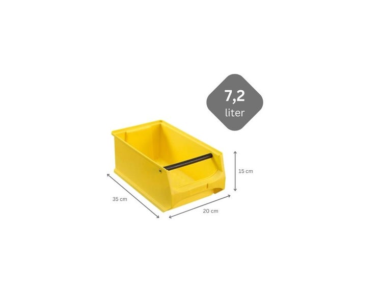 PROREGAL SparSet 5x Gelbe Sichtlagerbox 4.1 mit Griffstange HxBxT 15 x 20 x 35 cm 7,2 Liter Sichtlagerbehälter