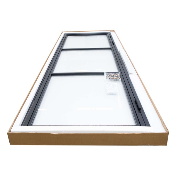 Glastür Komplettset mit Beschlag Loftstil 830x2115mm DIN Rechts  - Türklinke Drehtür