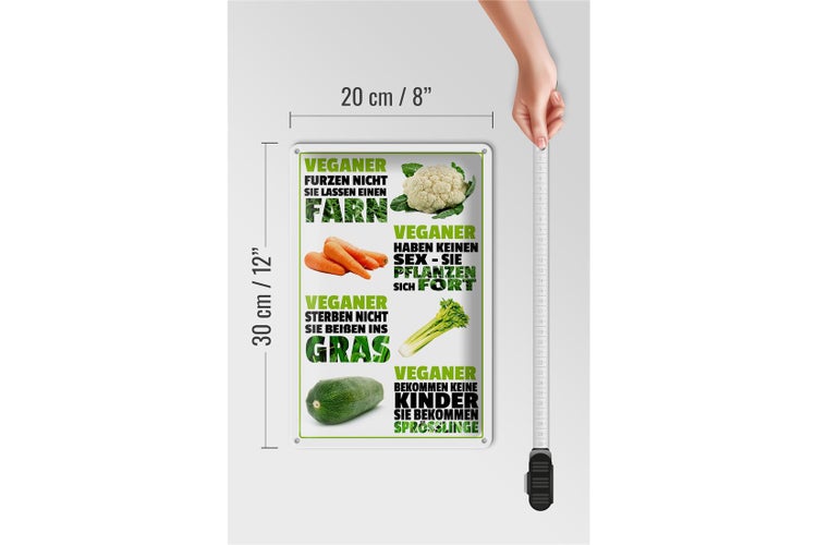 Blechschild Spruch 20x30cm Veganer furzen nicht sterben
