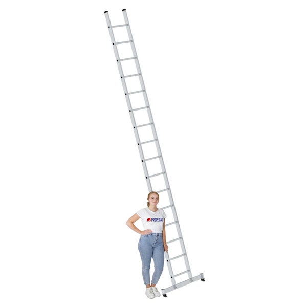 PROREGAL Sprossen-Anlegeleiter mit Traverse 16 Sprossen
