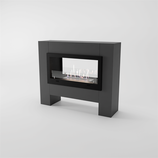 GLOW FIRE Ethanol Kamin 'Harstad ' | Ethanolofen in grau mit 3 Std. Brenndauer und 2 KW Heizleistung | BxHxT: 114,2x98,5x29,8 cm