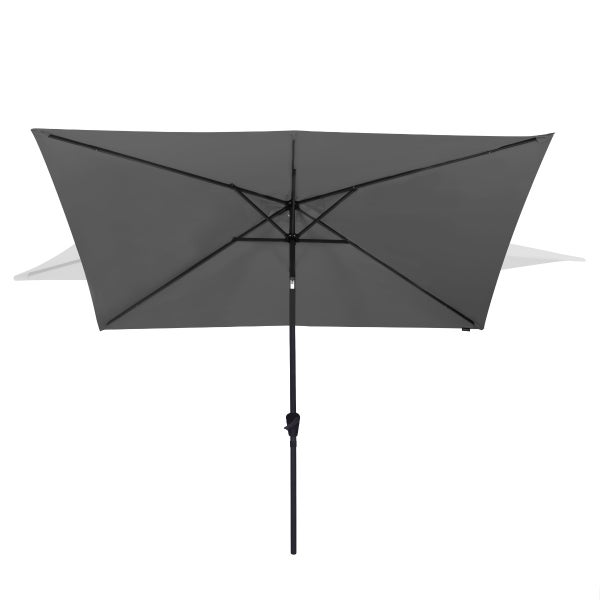 VONROC Sonnenschirm rechteckig 200x300 - Rechteckiger Sonnenschirm für Terasse, Garten, Balkon, Gastro - Knickbar, Kurbel, Wetterfest - Rapallo (Grau)