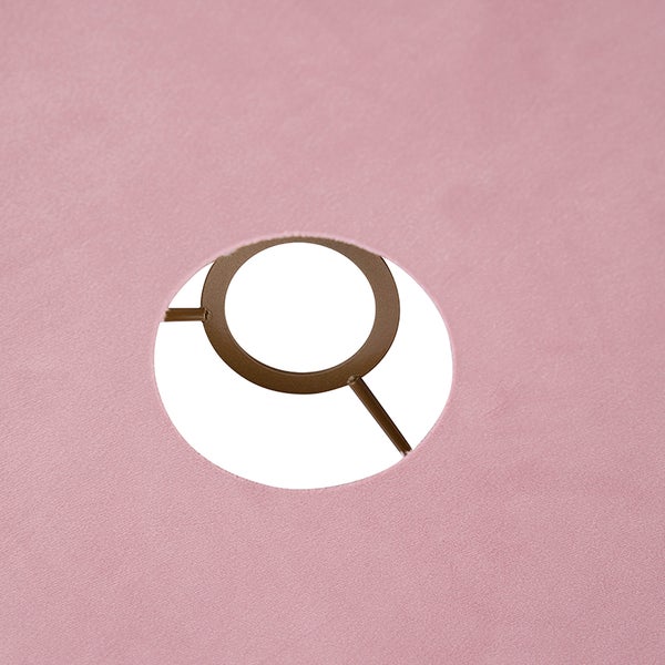 Flacher Lampenschirm aus Velours rosa mit Gold 45 cm