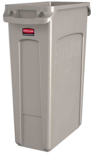 PROREGAL Rubbermaid Slim Jim Mülleimer Mit Belüftungskanälen 87 Liter HxBxT 76,2 x 28 x 56 cm Beige