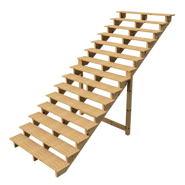 Holztreppe mit dreizehn Stufen