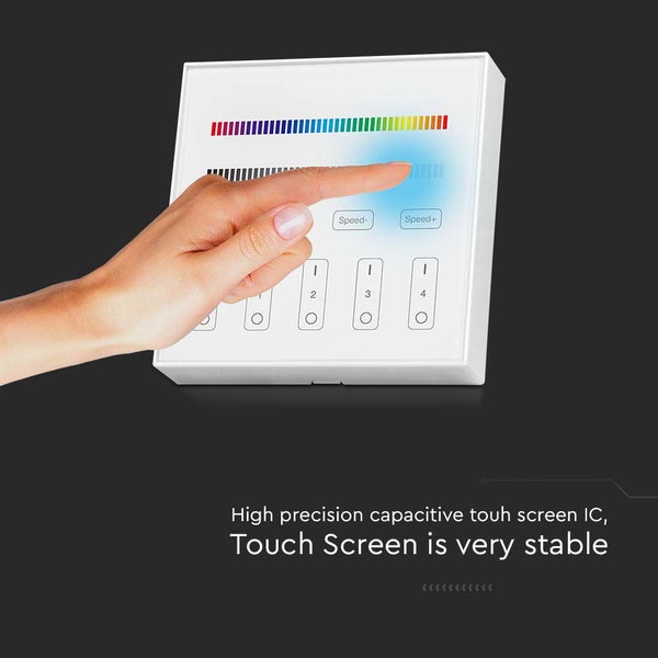 Bedienfeld für Beleuchtung mit Touchscreen und Farbskala.