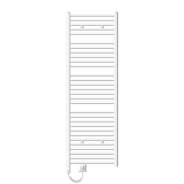 ECD Germany Badheizkörper Elektrisch mit Heizstab 1200W Große Leistung - 600 x 1800 mm - Weiß - gebogen mit Seitenanschluss - Heizkörper Handtuchwärmer Handtuchtrockner