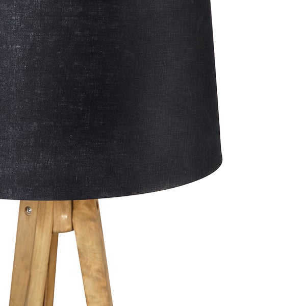 Stehlampe mit Lampenschirm und Holzfuß