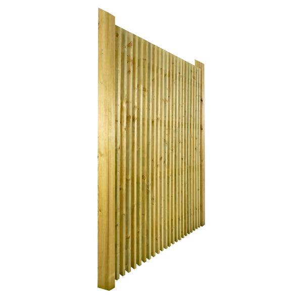 Holz-Sichtschutzelement mit vertikalen Lamellen für den Garten