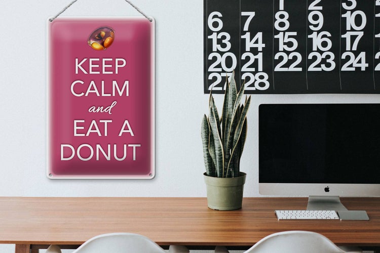 Blechschild Spruch 20x30cm Keep Calm and eat a donut