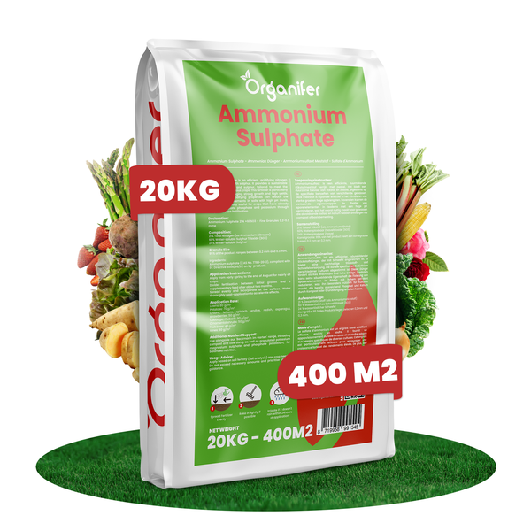 Ammoniumsulfatdünger (20 kg - 400 m2) - Verbesserter Ernteertrag und Bodensäuregehalt - Organifer