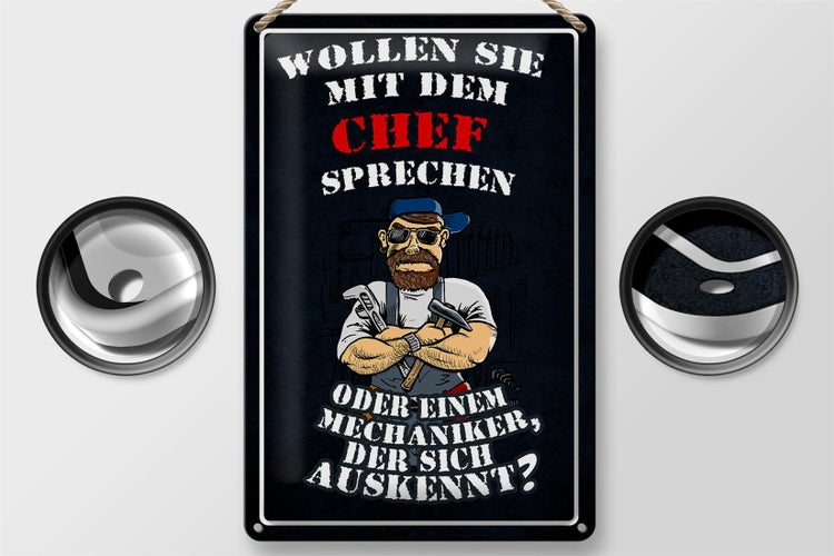 Blechschild Spruch 20x30cm Wollen Sie mit dem Chef sprechen