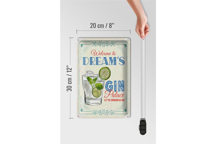Blechschild Spruch Welcome to dream´s Gin Palace 20x30cm