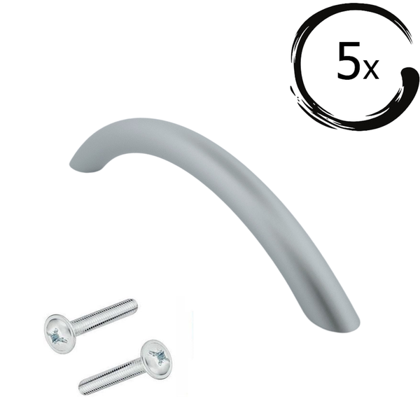 Fünf Möbelgriffe mit Schrauben
