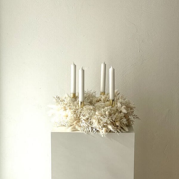 Adventskranz Trockenblumen Snow White