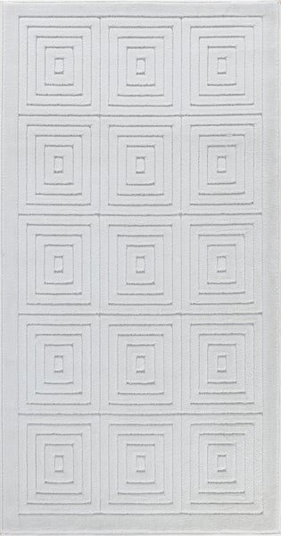 Moderner Skandinavischer Teppich für Innen-/Außenbereich Weiß 80x150 cm SAKURA