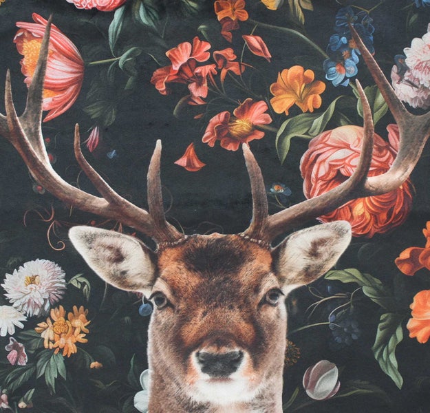 FRANK FLECHTWAREN | Kissenhülle Blumenhirsch, POLYESTER, 45 x 45 cm