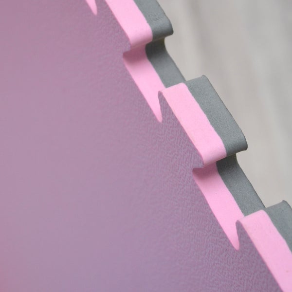 90x90cm Trainingsmatte mit Rand - 20mm Bodenschutz-Matte Grau Pink