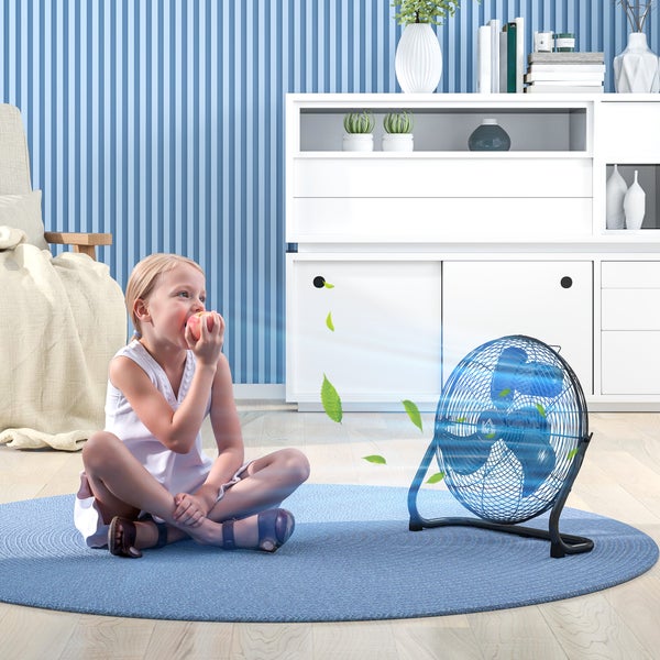 HOMCOM Tischventilator Elektrischer Ventilator mit 3 Geschwindigkeitsstufen, um 120° verstellbarer Winkel für Zuhause, Büro, Schlafzimmer, Schwarz