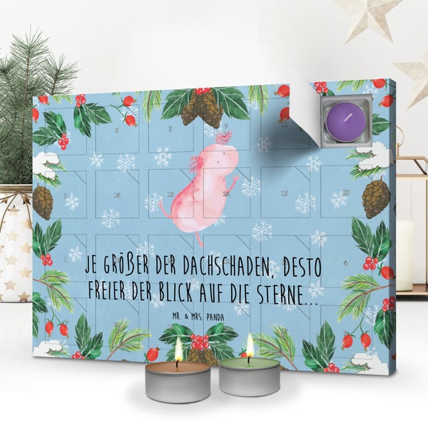 Mr. & Mrs. Panda Duftkerzen Adventskalender Axolotl Tanzen - Blau Pastell