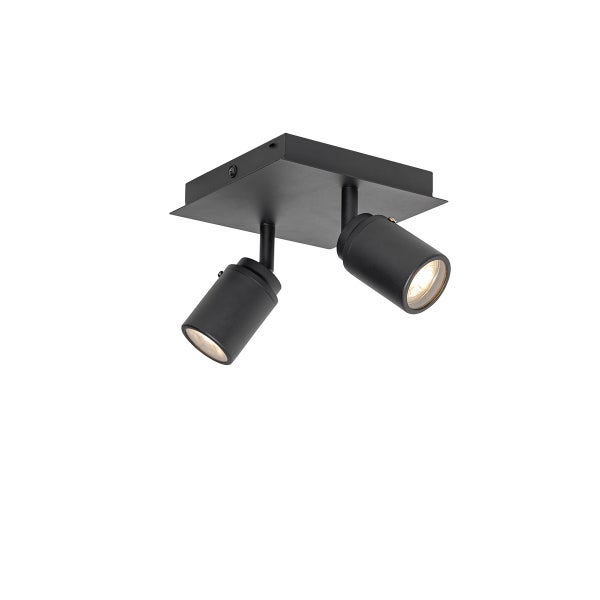 Smarter Badspot schwarz quadratisch IP44 inkl. 2 WiFi GU10 - Ducha