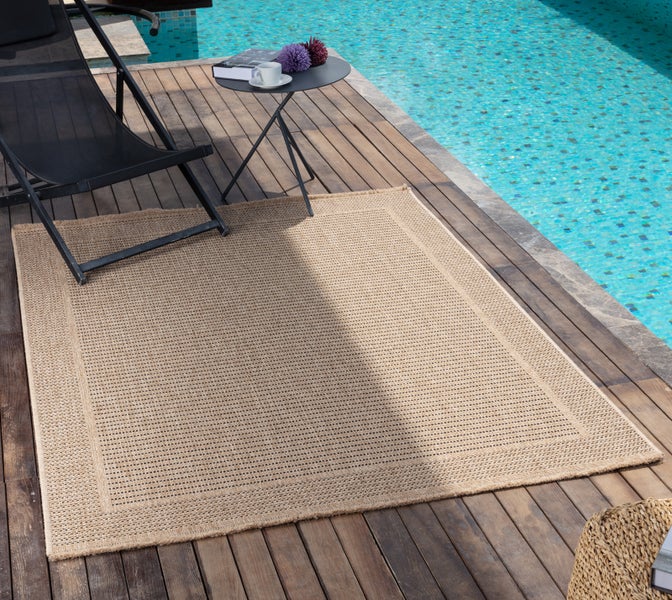 In-/Outdoor-Teppich mit Jute-Look Beige/Schwarz 160x213 cm MINDY