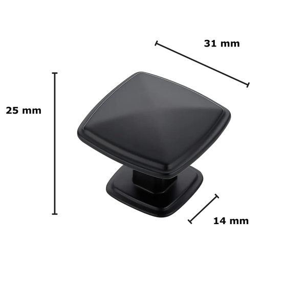 Schrankknopf, quadratisch, 31 mm breit, 25 mm hoch